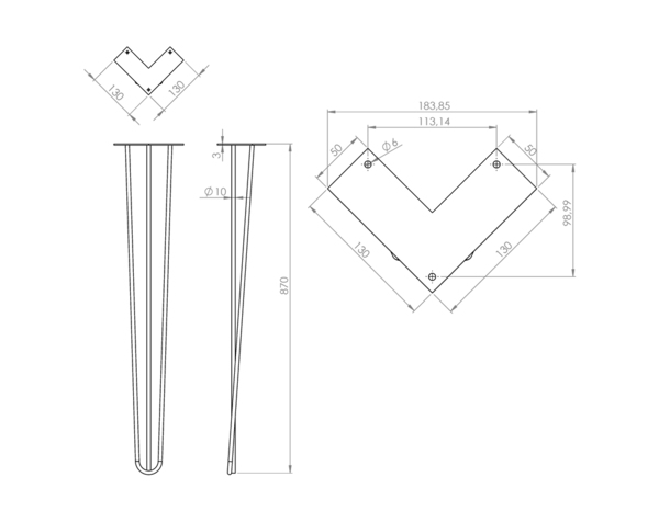 Pied de meuble épingle 3F en acier noir H.87 cm - Brico Dépôt