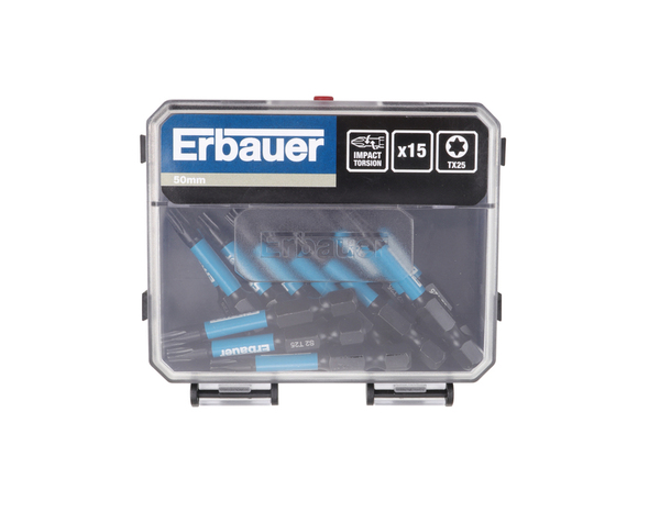 Lot de 15 embouts torsion impact tx25, Diam. 50 mm - Erbauer - Brico Dépôt
