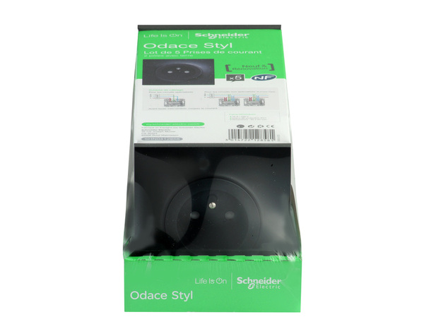 Lot de 5 prises avec terre complet "Odace" anthracite - Brico Dépôt