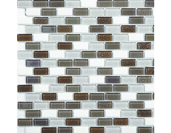 Mosaïque de verre/pierre mix beige/argent - l. 28,6 x L. 30 cm - Brico Dépôt