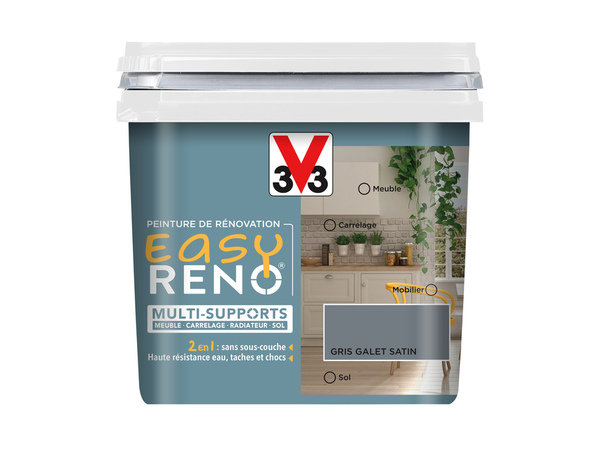 Peinture multi-supports 2en1 Satin 0,75 L Gris galet - V33 - Brico Dépôt