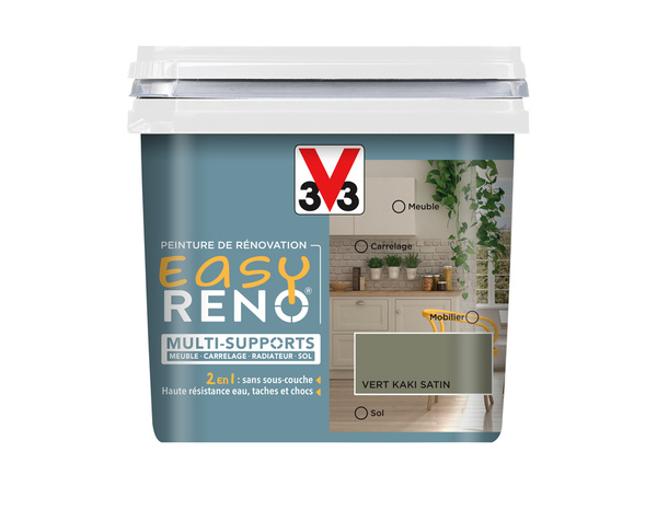 Peinture multi-supports 2en1 Satin 0,75 L Vert kaki - V33 - Brico Dépôt