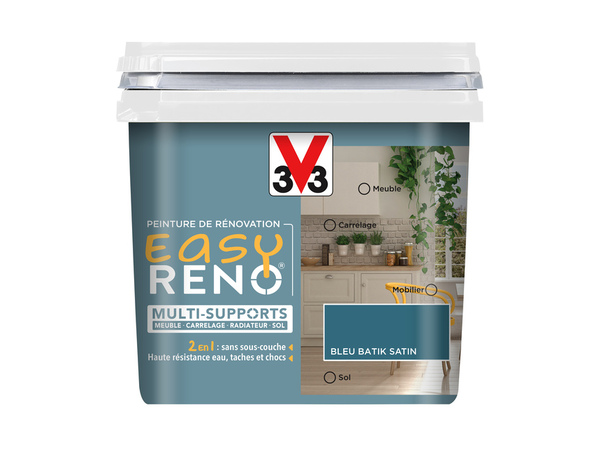 Peinture multi-supports 2en1 Satin 0,75 L Bleu batik - V33 - Brico Dépôt