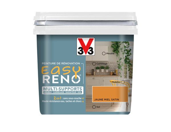 Peinture multi-supports 2en1 Satin 0,75 L Jaune miel - V33 - Brico Dépôt