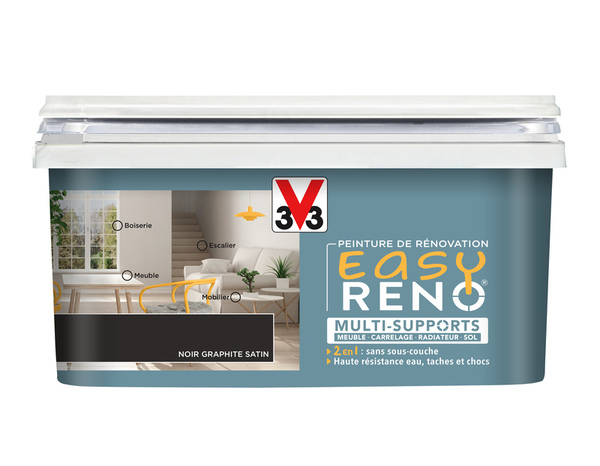 Peinture multi-supports 2en1 Satin 2 L Noir graphite - V33 - Brico Dépôt