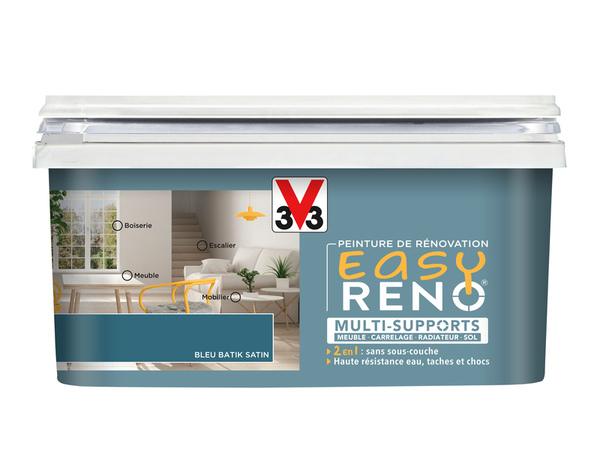 Peinture multi-supports 2en1 Satin 2 L Bleu batik - V33 - Brico Dépôt