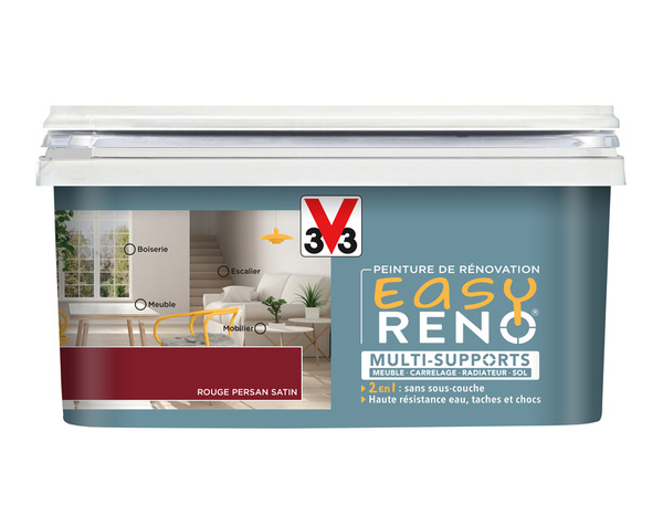 Peinture multi-supports 2en1 Satin 2 L Rouge persan - V33 - Brico Dépôt