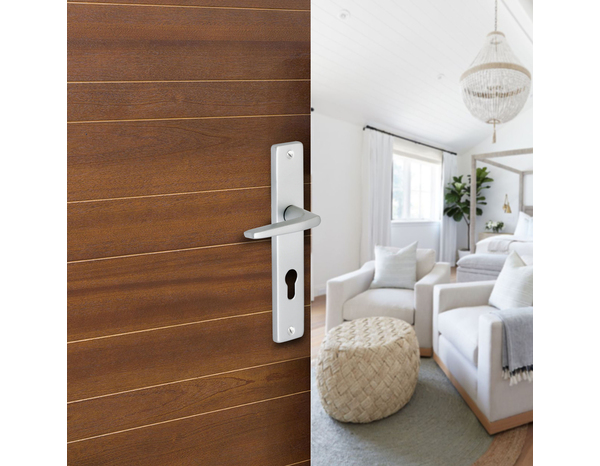 Poignée de porte "Cyriac" avec trou pour cylindre - Entraxe 195 mm - Cooke and Lewis - Brico Dépôt