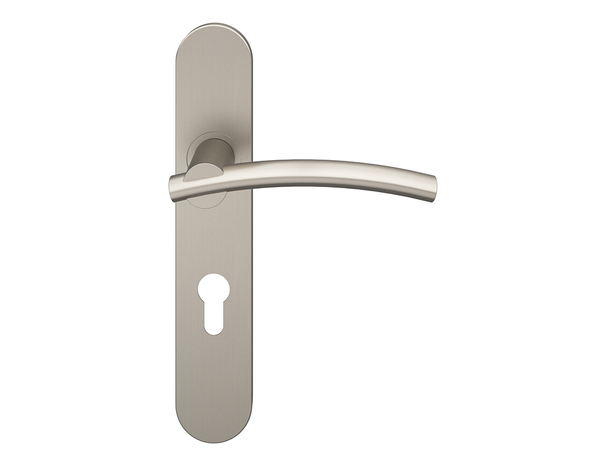 Poignée de porte "Lyderic" avec trou pour cylindre - Effet nickel - Entraxe 195 mm - Cooke and Lewis - Brico Dépôt