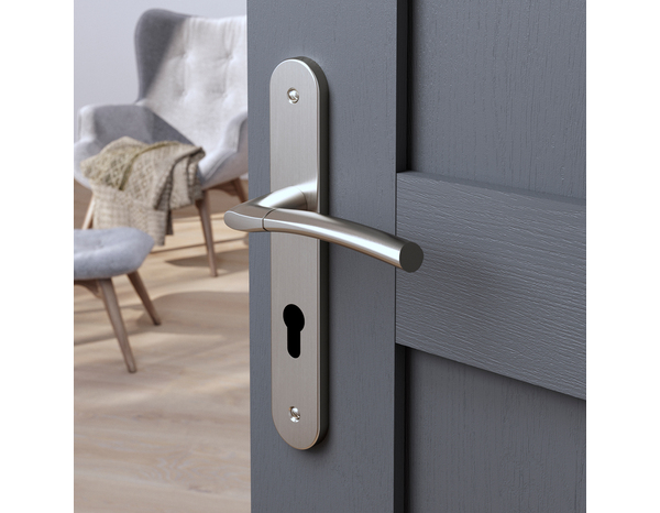 Poignée de porte "Helmic" avec trou pour cylindre - Entraxe 195 mm - Cooke and Lewis - Brico Dépôt