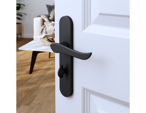 Poignée de porte "Arcles" avec serrure à condamnation - Noir - Entraxe adaptable 165-195 mm - Cooke and Lewis - Brico Dépôt