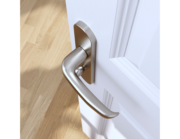 Poignée de porte "Goderic" avec serrure à condamnation - Effet nickel - Entraxe adaptable 165-195 mm - Cooke and Lewis - Brico Dépôt