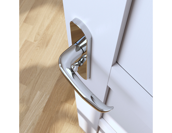 Poignée de porte "Goderic" avec serrure à condamnation - Effet chromé - Entraxe adaptable 165-195 mm - Cooke and Lewis - Brico Dépôt