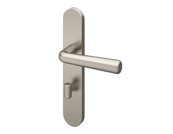 Poignée de porte "Derenic" avec serrure à condamnation - Effet nickel - Entraxe adaptable 165-195 mm - Cooke and Lewis - Brico Dépôt