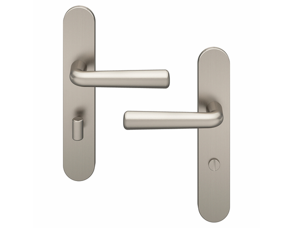 Poignée de porte "Derenic" avec serrure à condamnation - Effet nickel - Entraxe adaptable 165-195 mm - Cooke and Lewis - Brico Dépôt