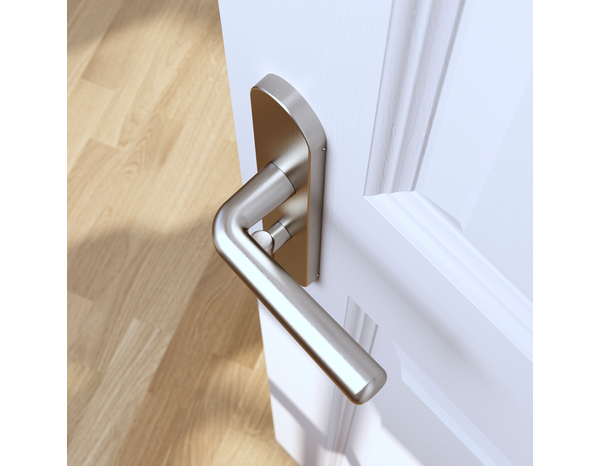 Poignée de porte "Derenic" avec serrure à condamnation - Effet nickel - Entraxe adaptable 165-195 mm - Cooke and Lewis - Brico Dépôt