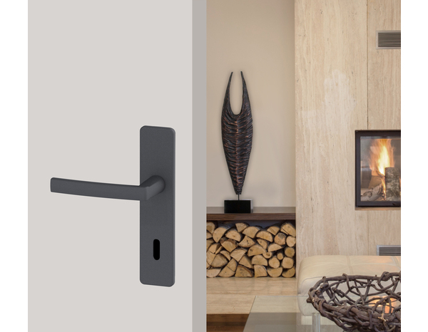 Ensemble poignée de porte "Koya" avec trou pour clé - Entraxe 195 mm - Assa Abloy - Brico Dépôt