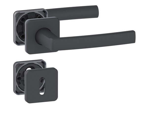 Poignée de porte sur rosace "Koya" avec trou pour clé - Entraxe 24 mm - Assa Abloy - Brico Dépôt