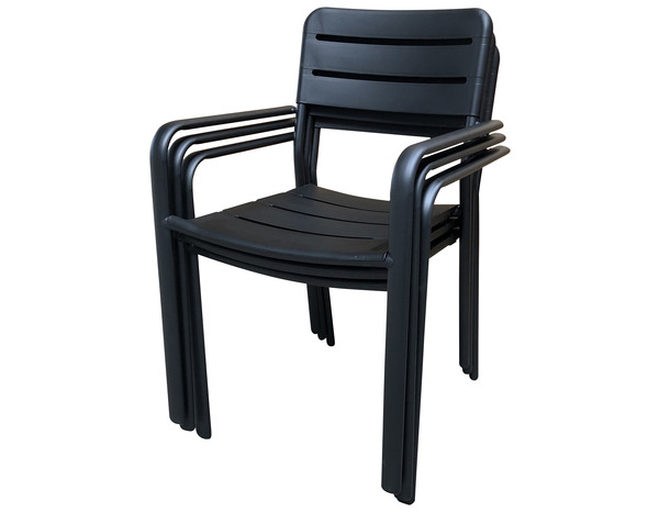 Fauteuil noir empilable L. 54 x P. 59,5 x H. 82,5 cm. - Brico Dépôt