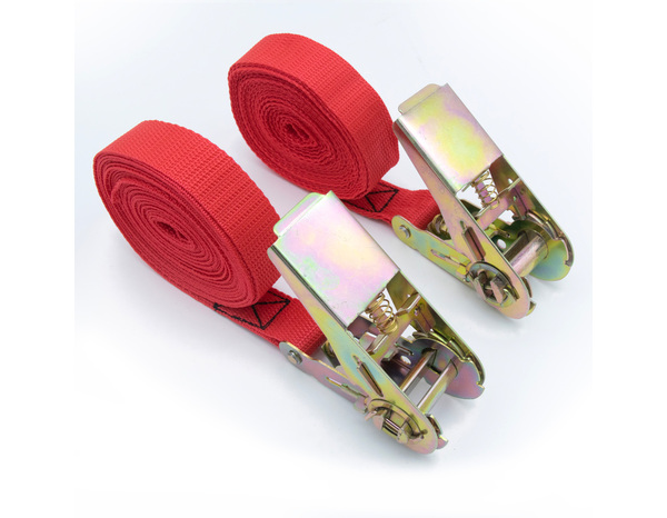 Lot 2 sangles polypropylène avec tendeur à cliquet - 5 m x 25 mm. 80 kg - Brico Dépôt