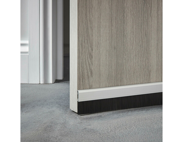 Bas de porte avec brosse aspect alu à clipser - L. 1 m x Ép. 25 mm - Diall - Brico Dépôt