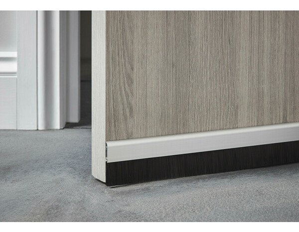 Bas de porte avec brosse aspect alu à clipser - L. 1 m x Ép. 25 mm - Diall - Brico Dépôt