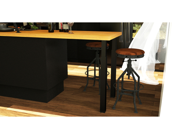 Pied plan de travail Cime Zoom en acier noir - 60 x 60 mm H.700 mm - Brico Dépôt