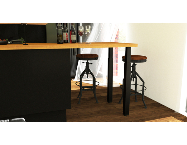 Pied plan de travail Cime Zoom en acier noir - 60 x 60 mm H.700 mm - Brico Dépôt