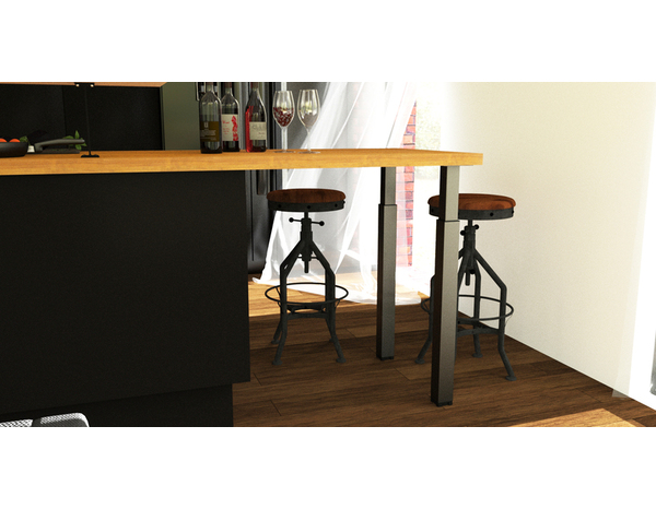 Pied de plan de travail Cime Zoom en acier brossé gris - 60 x 60 mm H.700 mm - Brico Dépôt