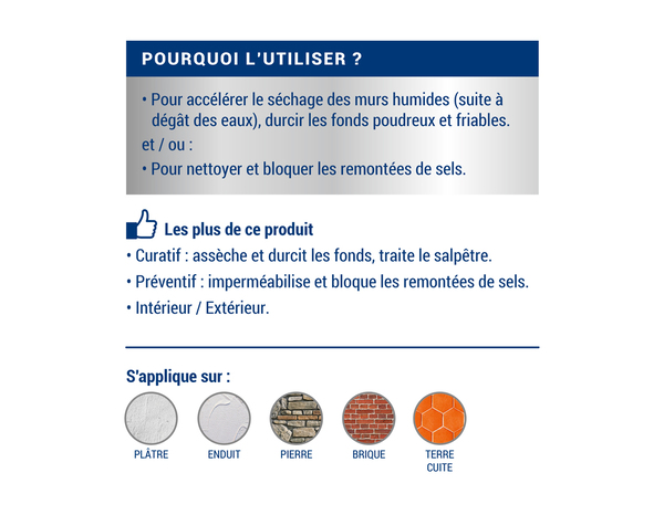 Traitement murs humides et salpêtre intérieur extérieur incolore 2,5 L - Ripolin - Brico Dépôt