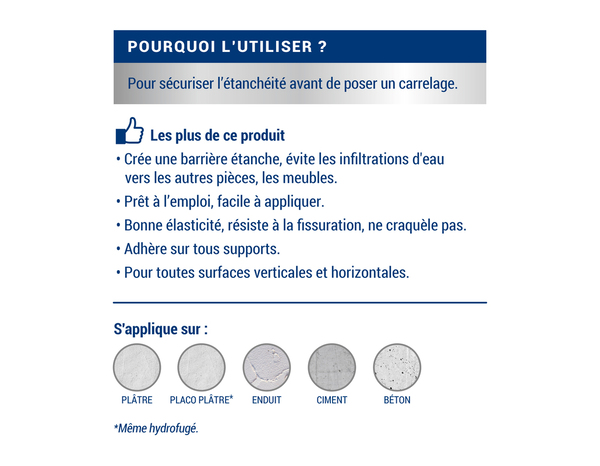 Étanchéité sous carrelage intérieur mat - 2,5 L - Ripolin - Brico Dépôt