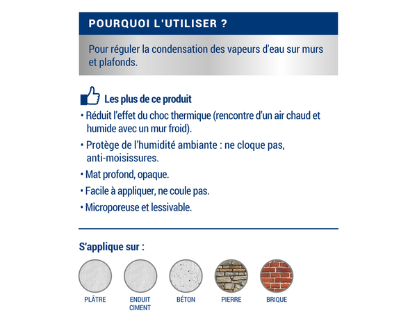Peinture anti-condensation intérieur mat blanc 0,75L - Ripolin - Brico Dépôt
