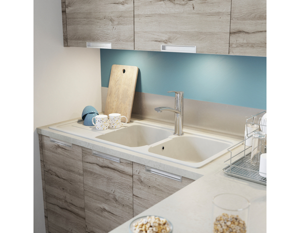 Évier quartz blanc "arber" - 2 cuves - Cooke and Lewis - Brico Dépôt