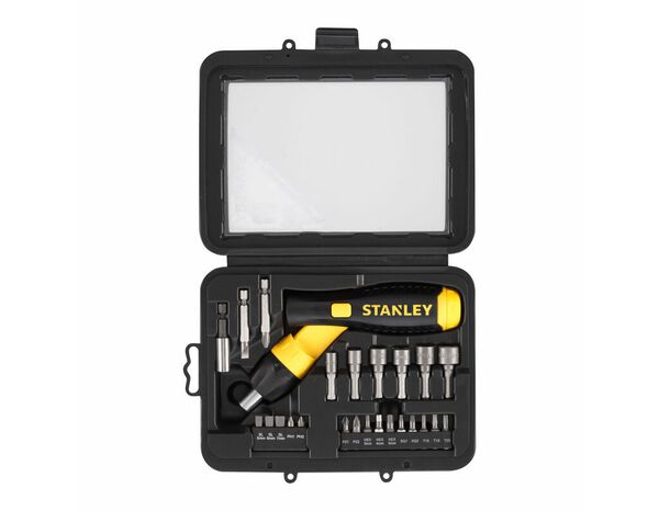 Coffret de vissage 25 pièces (tournevis Porte-embouts à cliquet + embouts) - Stanley - Brico Dépôt