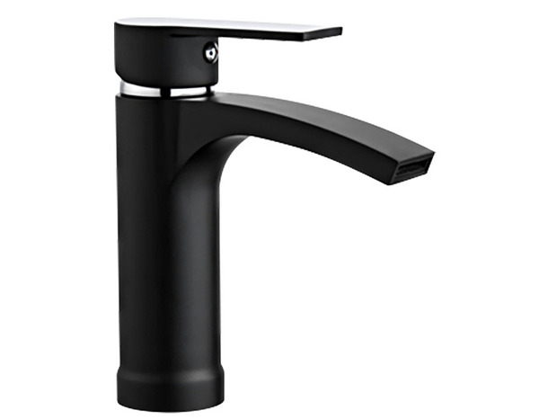 Mitigeur lavabo CASCADIX noir mat avec bonde clic-clac, H. 16,5 cm - Brico Dépôt
