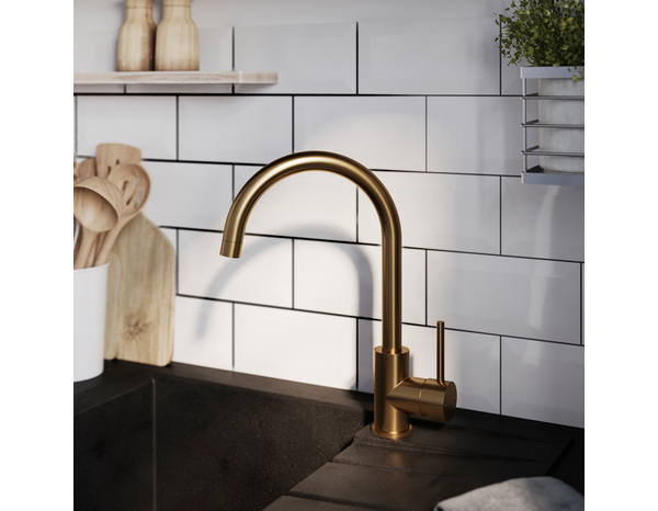 Mitigeur évier de cuisine "Katiki" - Laiton brossé - Cooke and Lewis - Brico Dépôt