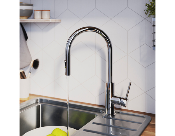 Mitigeur évier de cuisine "Idelie" avec douchette - Chrome - Cooke and Lewis - Brico Dépôt