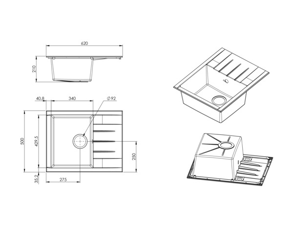 Évier en résine "Ising XS" noir - 1 cuve - Cooke and Lewis - Brico Dépôt