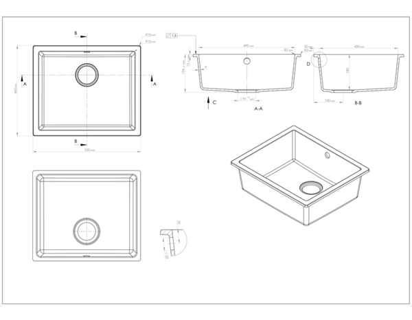 Évier en quartz "Lisalie" noir - 1 cuve - Cooke and Lewis - Brico Dépôt