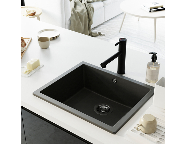 Évier en quartz "Lisalie" noir - 1 cuve - Cooke and Lewis - Brico Dépôt