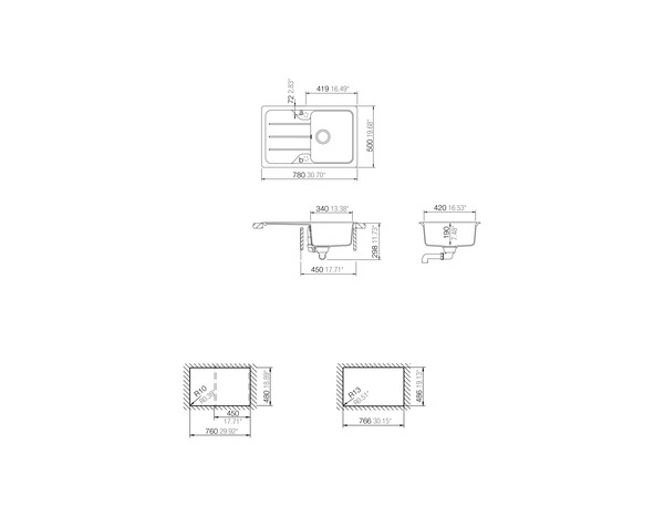 Évier en quartz compact "Arber" noir - 1 cuve - Cooke and Lewis - Brico Dépôt