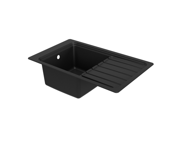 Évier en quartz + égouttoir "Jaurel" noir - 1 cuve - Cooke and Lewis - Brico Dépôt