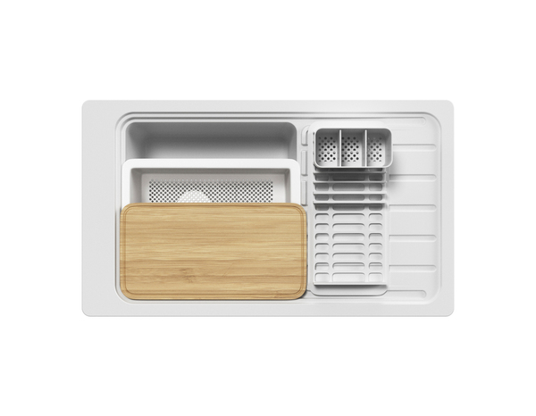 Évier en quartz + égouttoir "Jaurel" blanc - 1 cuve - Cooke and Lewis - Brico Dépôt