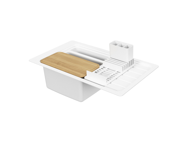 Évier en quartz + égouttoir "Jaurel" blanc - 1 cuve - Cooke and Lewis - Brico Dépôt