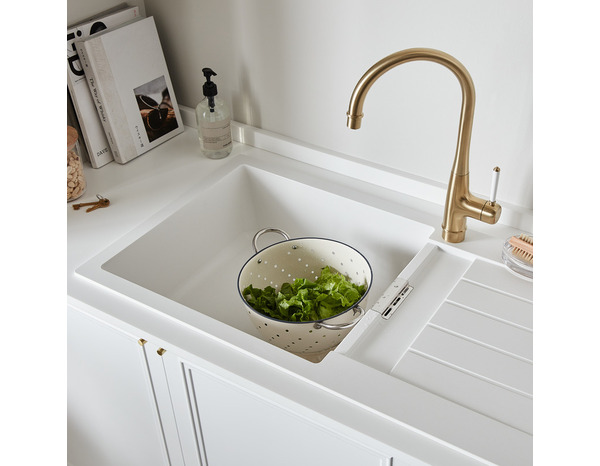 Évier en quartz "Galvani" blanc - 1 cuve - Cooke and Lewis - Brico Dépôt