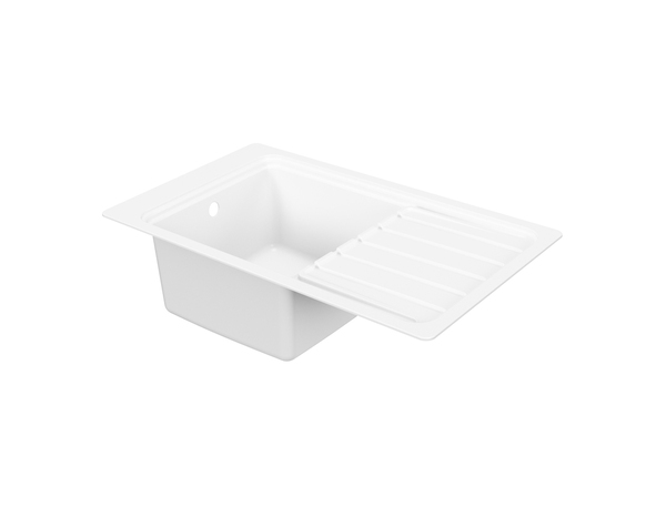 Évier en quartz + égouttoir "Jaurel" blanc - 1 cuve - Cooke and Lewis - Brico Dépôt