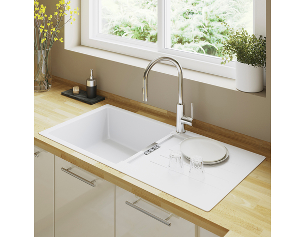 Évier en quartz "Galvani" blanc - 1 cuve - Cooke and Lewis - Brico Dépôt