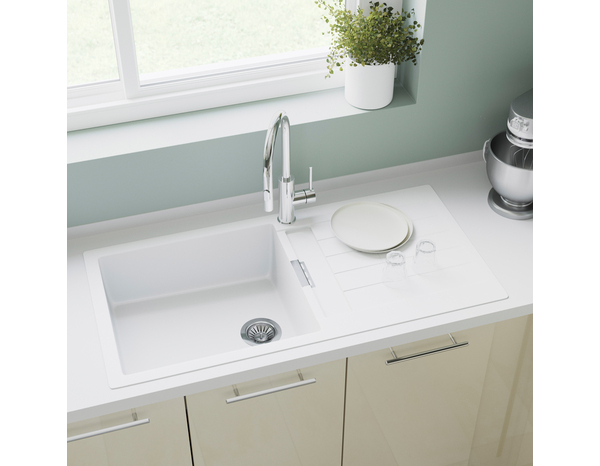 Évier en quartz "Galvani" blanc - 1 cuve - Cooke and Lewis - Brico Dépôt