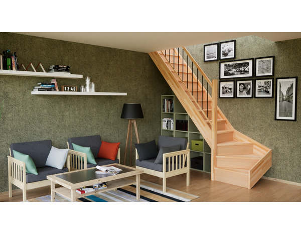 Balustrade tubes verticaux tournant en hêtre "Fineas" escalier 1/4 - Brico Dépôt