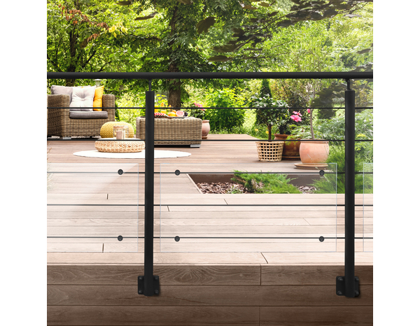 Kit balustrade latérale aluminium noir "Jorun"  H. 1,17 m x L. 2 m - GEOM - Brico Dépôt
